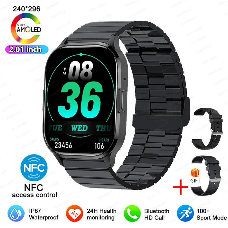AMOLED 2026 Full circle touch screen, 2.0 inch, NFC, Sleep & Health tracker