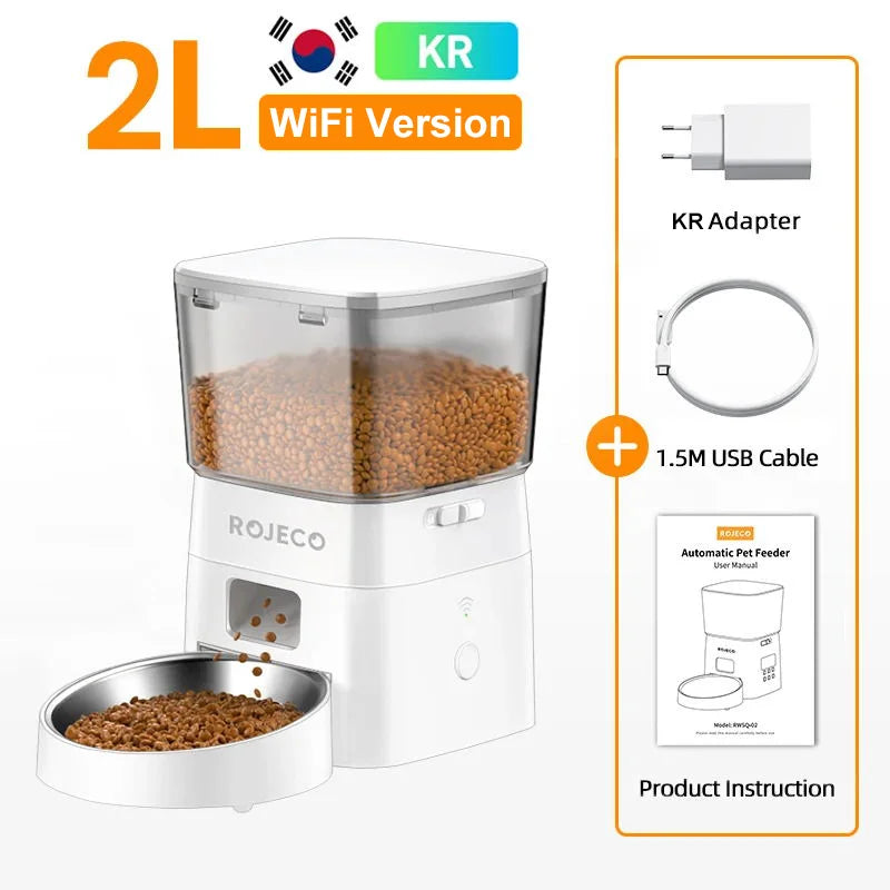 ROJECO smart Dog Feeder – Never Miss a Meal, Control from Anywhere via WiFi