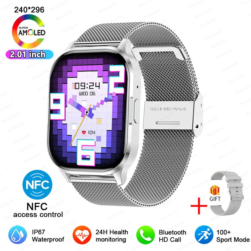 AMOLED 2026 Full circle touch screen, 2.0 inch, NFC, Sleep & Health tracker