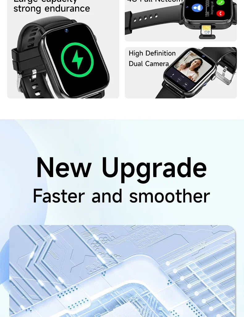don't miss you kids - 4G New - Video Call Smart Watch 1.99 ''410 * 502 HD Screen, SIM Card, GPS WIFI Dual Camera