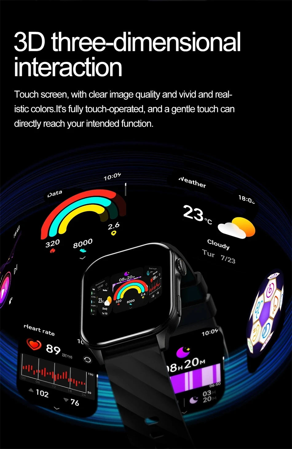 LIGE AMOLED Smart Watch large touch screen 2.01 inch