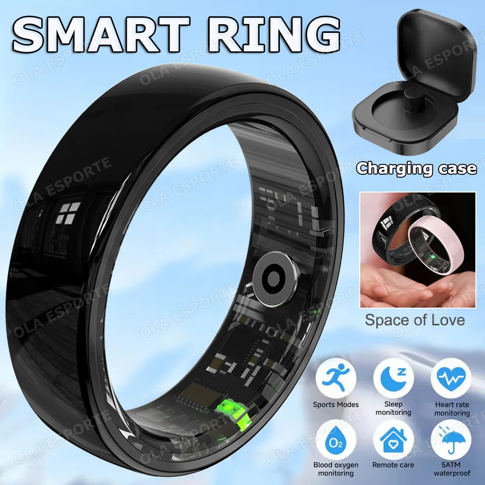 New Smart Ring With Box Heart Rate Stress Monitoring  - Gesture Control - Waterproof - Health - Sports