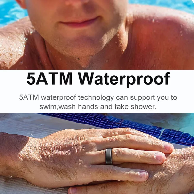 R03 Smart Ring With Charing Case, Battery Life 39 Days, Health Sleep Monitor, 5ATM Waterproof, Multi-sport Mode