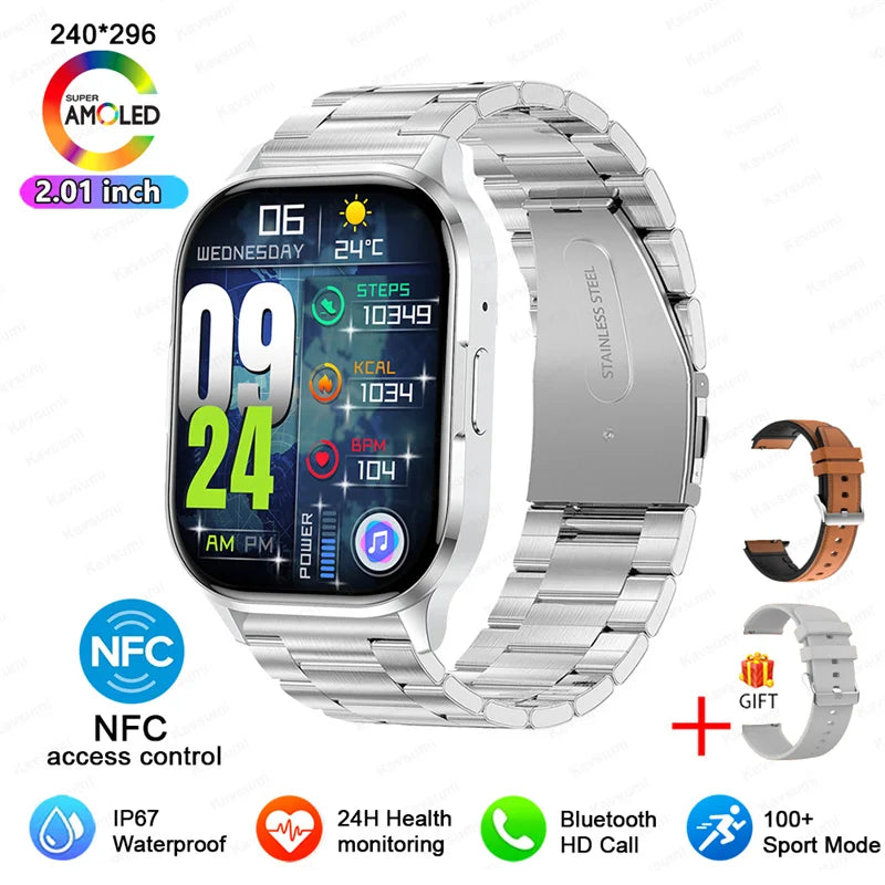 AMOLED 2026 Full circle touch screen, 2.0 inch, NFC, Sleep & Health tracker