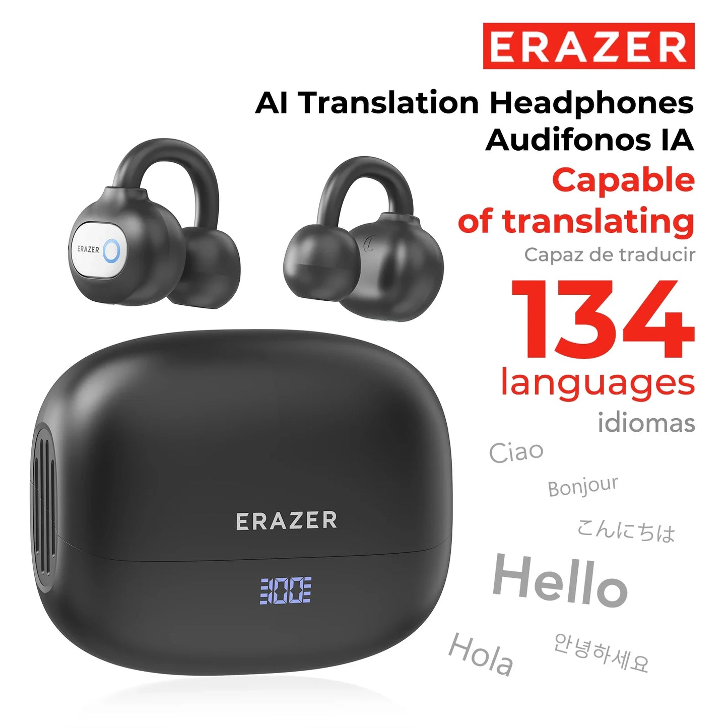 ERAZER AI Translator Ear Clip Earbuds – Real-Time Translation & Wireless Freedom