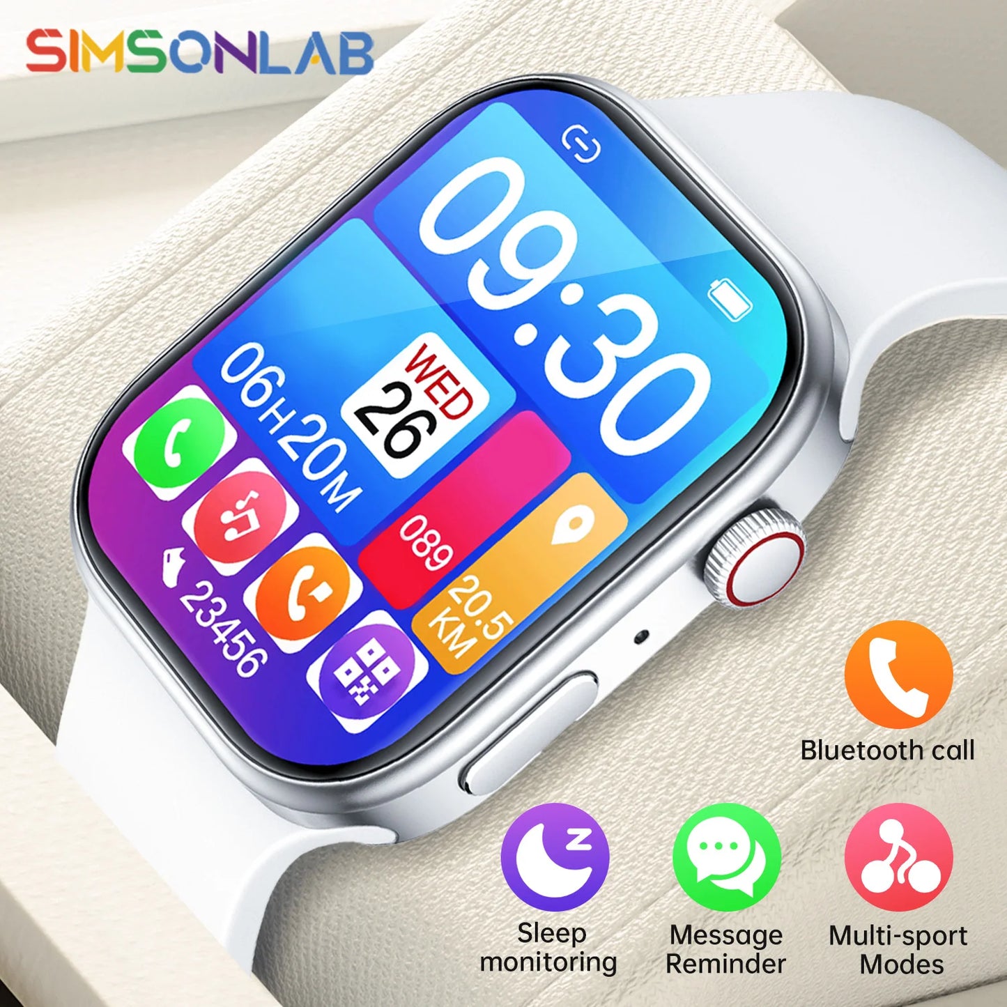NEW Smartwatch 1.83"HD Screen Sleep & Health Monitoring Bluetooth Call Multi-Sport Modes