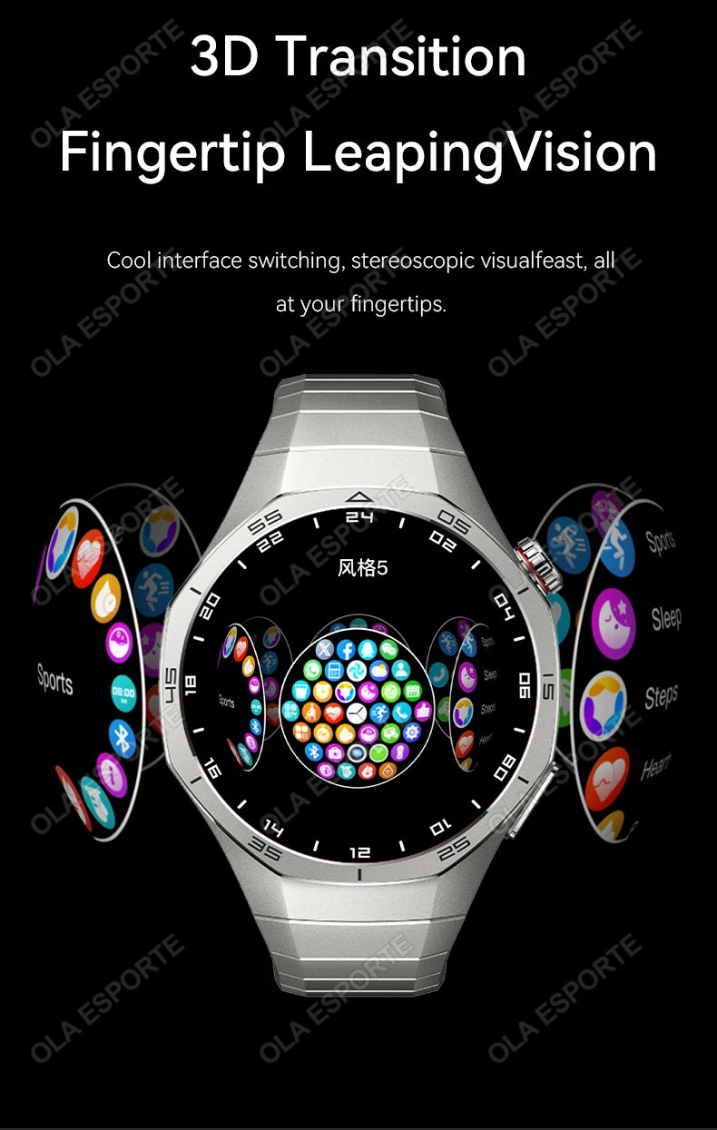 Smart Watch 5 Pro Men HD AMOLED Screen GPS Heart rate Bluetooth Call IP68 Waterproof Man Smartwatch Holiday Gifts