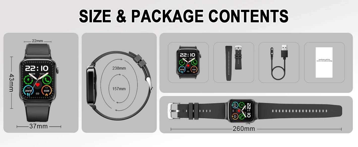 Jxrev 1.85" Ultra Thin Smartwatch - Waterproof - Fitness Tracker1.85 inch - battery life 7 days