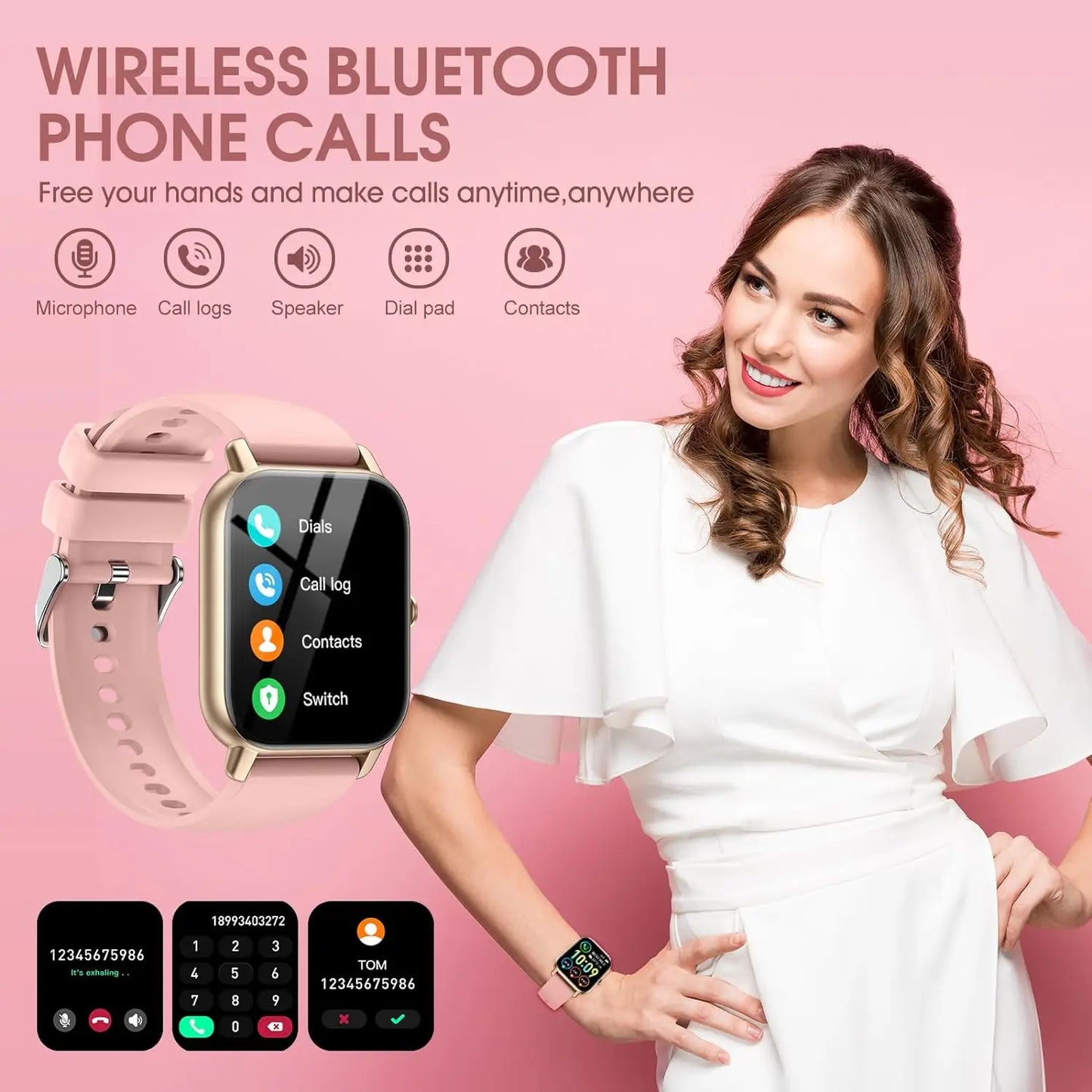 P66 Smart Watch 1.85 inch waterproof GPS health & sleep tracker - Fixed band