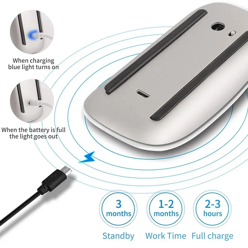 Magic Touch rechargeable Wireless Mouse – Dual Mode & Silent Click