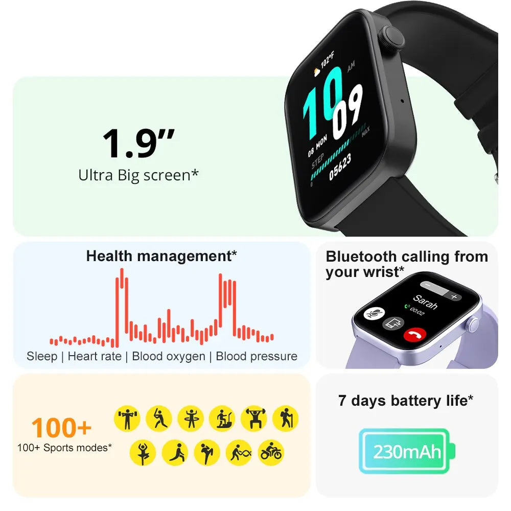 COLMI P71 Smartwatch touch screen 1.9 inch 4-5 days battery life