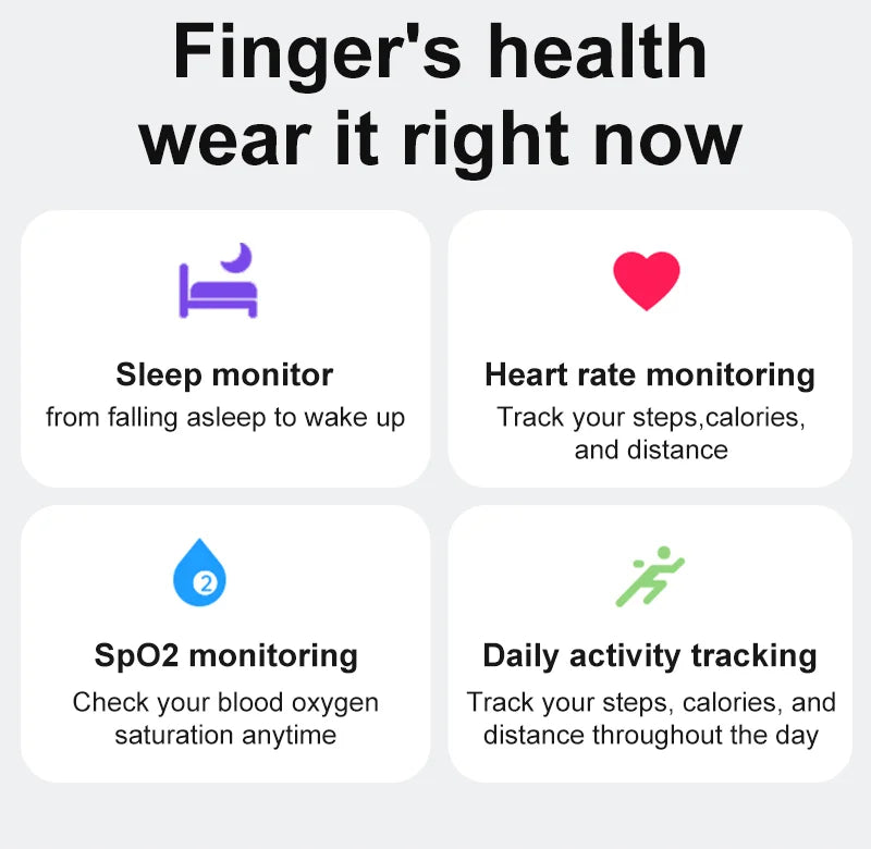 R08 Smart Ring Touch Control Function Health Monitor 5ATM Waterproof Skin Temperature Measurement