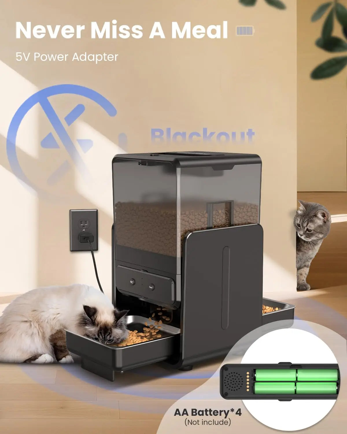 Smart WiFi Cat Feeder – Dual Bowl Automatic Pet Feeder