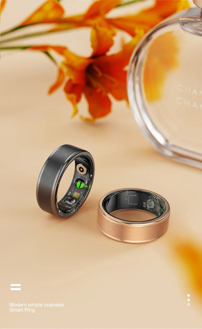 R03 Smart Ring With Charing Case, Battery Life 39 Days, Health Sleep Monitor, 5ATM Waterproof, Multi-sport Mode