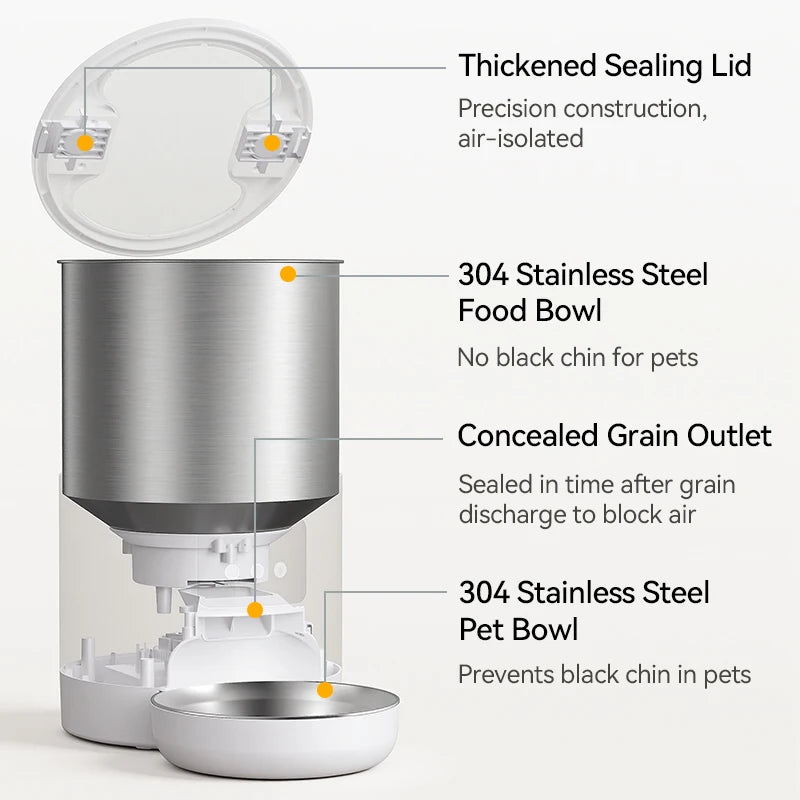 ROJECO 4.5L Smart Pet Feeder – Record Your Voice & Feed on Schedule via WiFi