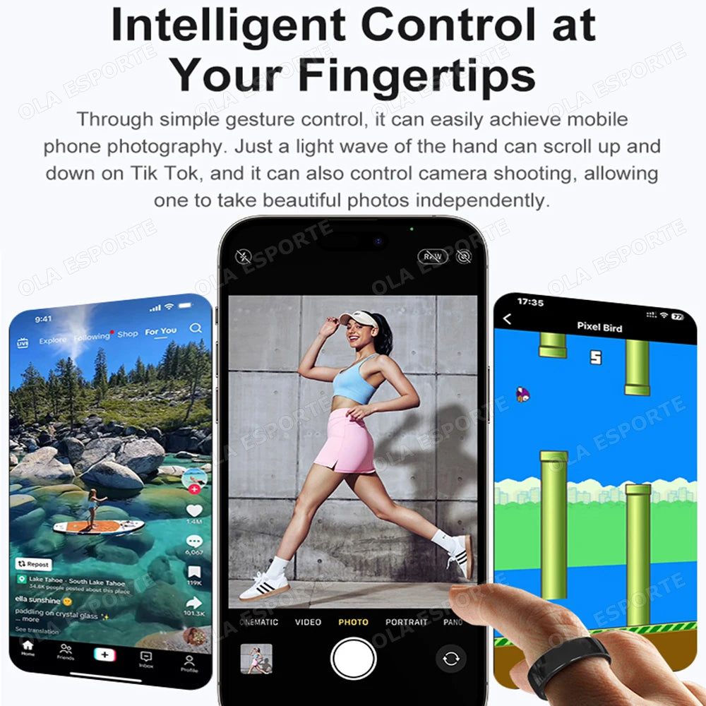 New Smart Ring With Box Heart Rate Stress Monitoring  - Gesture Control - Waterproof - Health - Sports