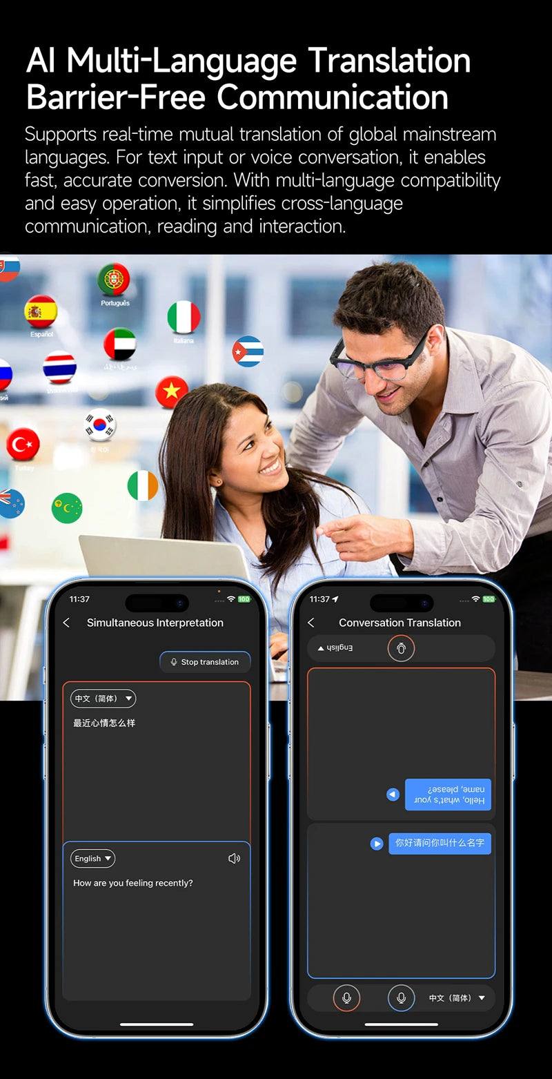 All-in-One 4K AI Smart Glasses – Capture, Call & Translate