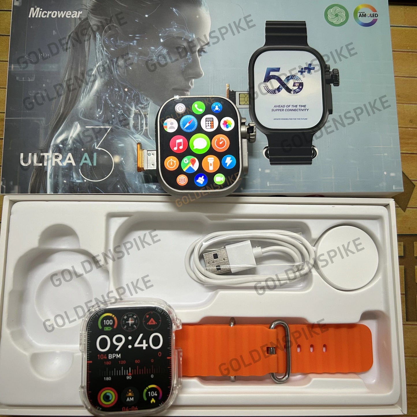 Microwear Ultra Ai3 Smartwatch 5G 180° Rotating Camera Google Play SIM GPS WIFI 2.2inch Amoled HD Display 4G Calling