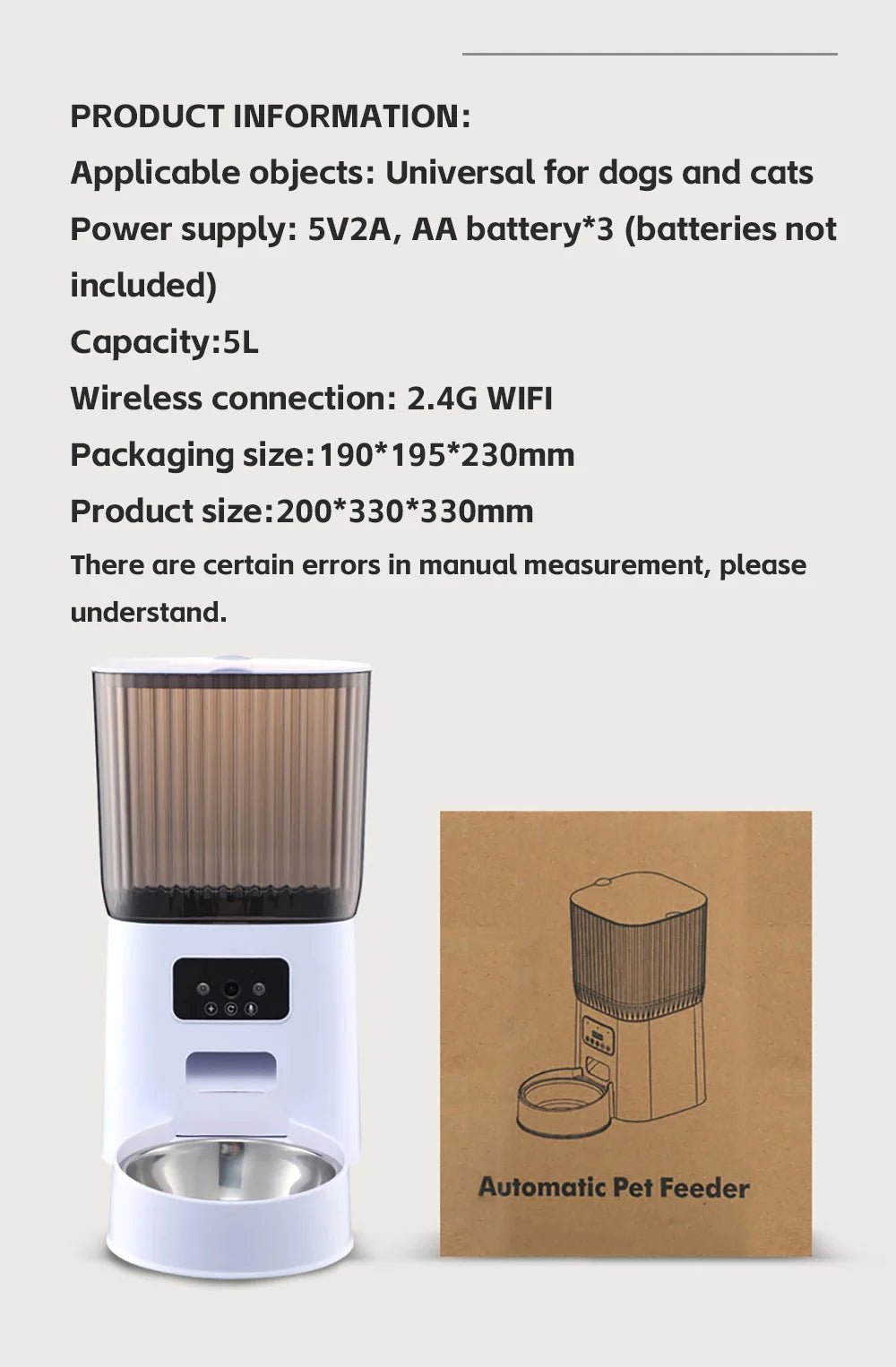 5L Smart Pet Feeder – See, Talk & Feed Your Pet from Anywhere via WiFi