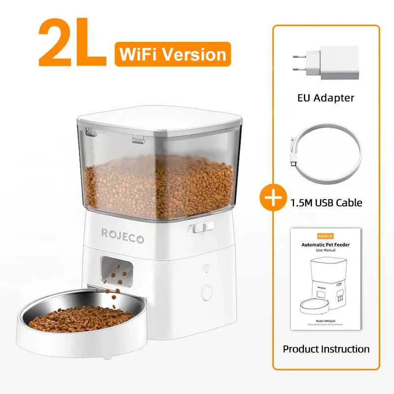 ROJECO smart Dog Feeder – Never Miss a Meal, Control from Anywhere via WiFi