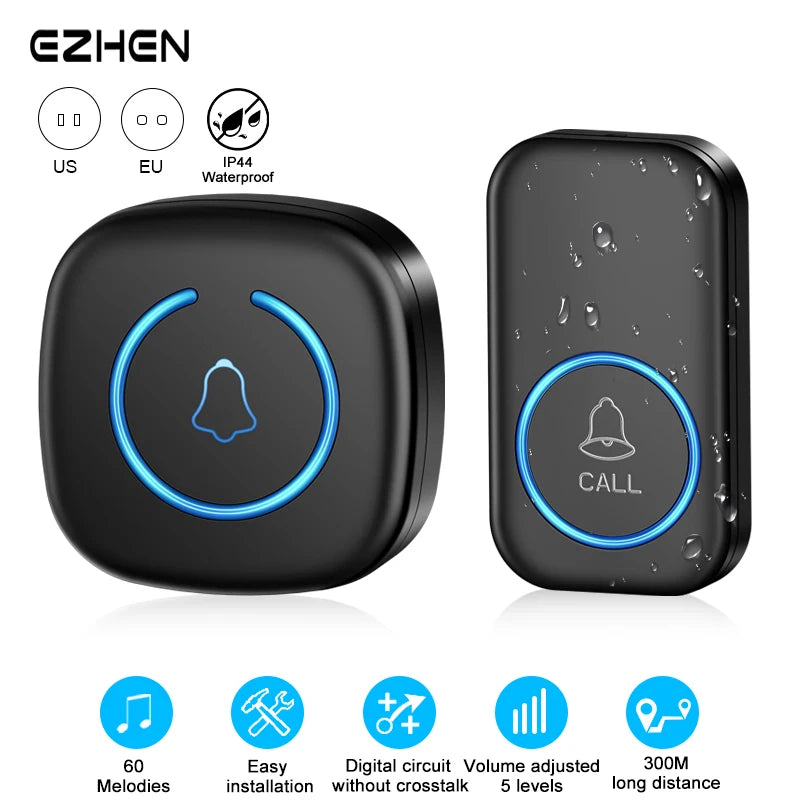 Smart Wireless Doorbell – 300M Range & 60 Melodies