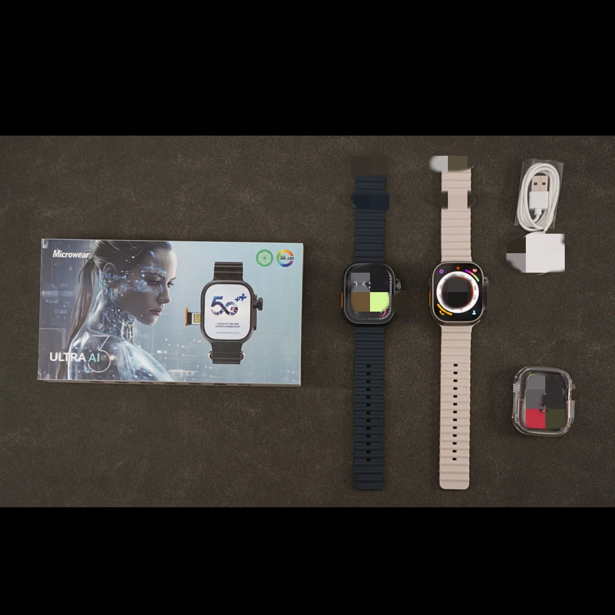 Microwear Ultra Ai3 Smartwatch 5G 180° Rotating Camera Google Play SIM GPS WIFI 2.2inch Amoled HD Display 4G Calling