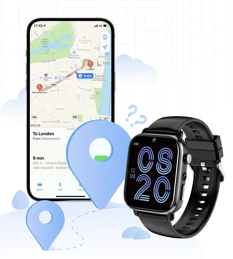 don't miss you kids - 4G New - Video Call Smart Watch 1.99 ''410 * 502 HD Screen, SIM Card, GPS WIFI Dual Camera