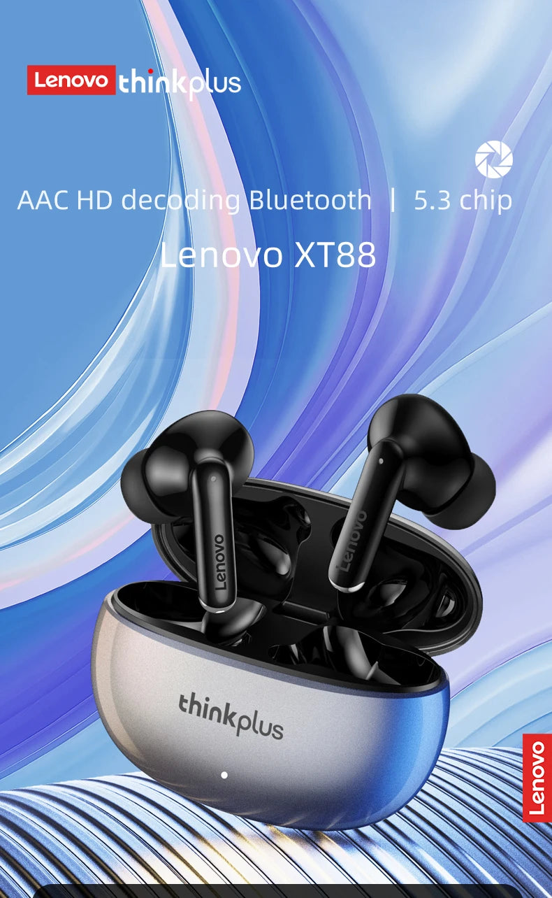 Lenovo XT88 Wireless Earbuds – HiFi Sound & Noise Reduction
