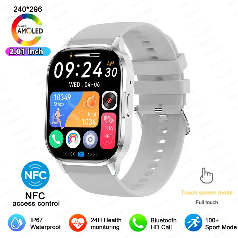 AMOLED 2026 Full circle touch screen, 2.0 inch, NFC, Sleep & Health tracker