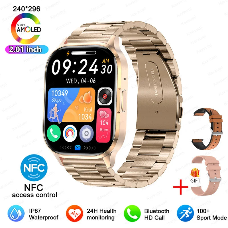 AMOLED 2026 Full circle touch screen, 2.0 inch, NFC, Sleep & Health tracker