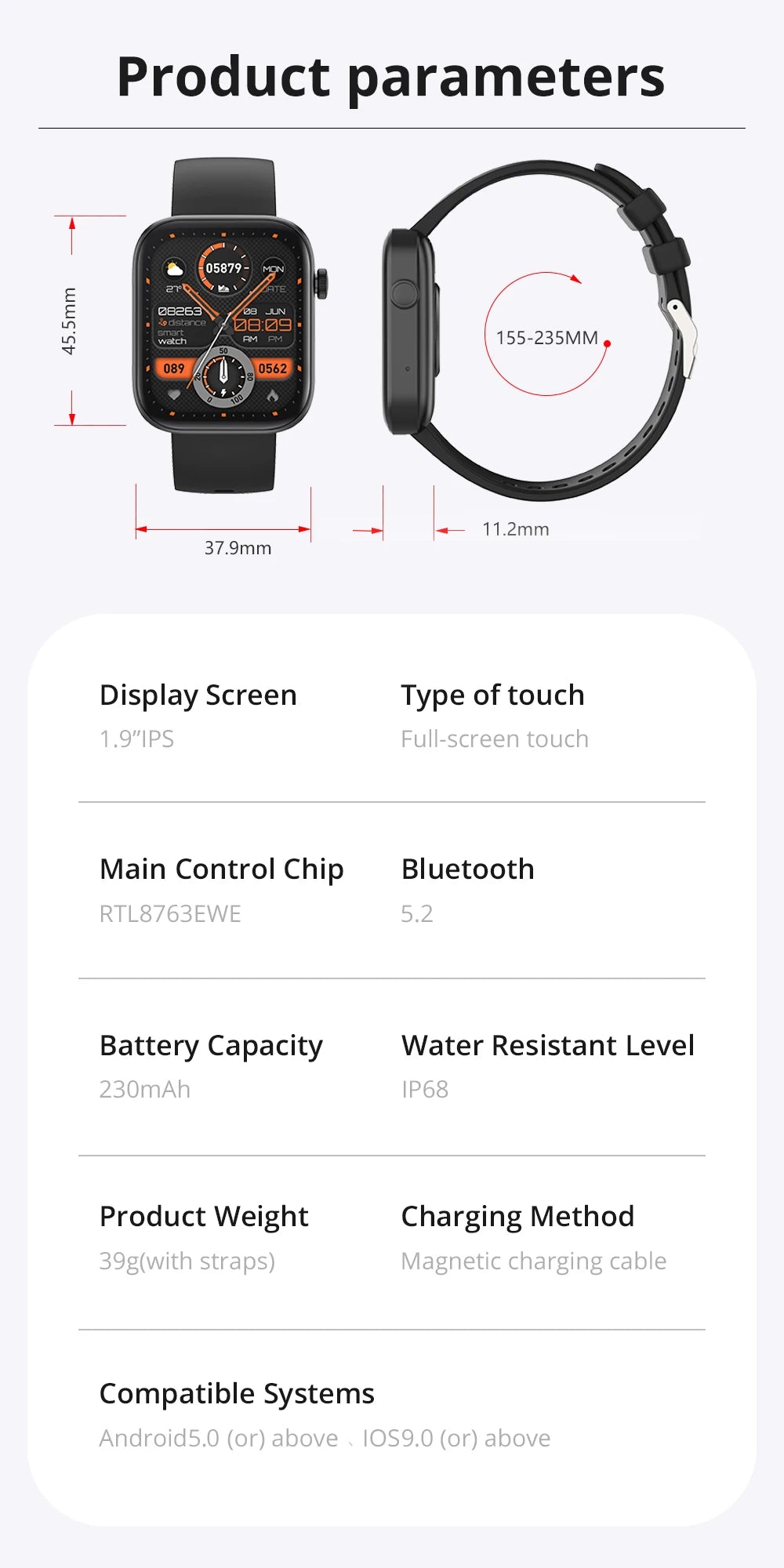 COLMI P71 Smartwatch touch screen 1.9 inch 4-5 days battery life