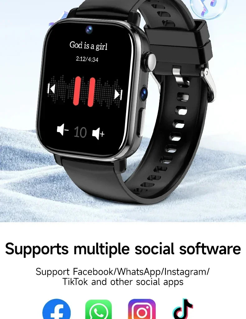 don't miss you kids - 4G New - Video Call Smart Watch 1.99 ''410 * 502 HD Screen, SIM Card, GPS WIFI Dual Camera