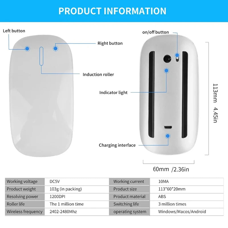 Ultra-Slim Wireless Mouse – Rechargeable, Silent & Smooth