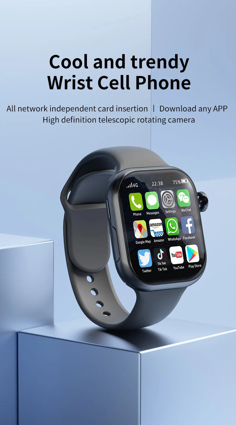 5G Smart Watch S10 Series Android 800W Camera 4G/5G LTE Sim Card GPS WIFI 2.26 inch 490*580 Amoled 128GB Storage Game