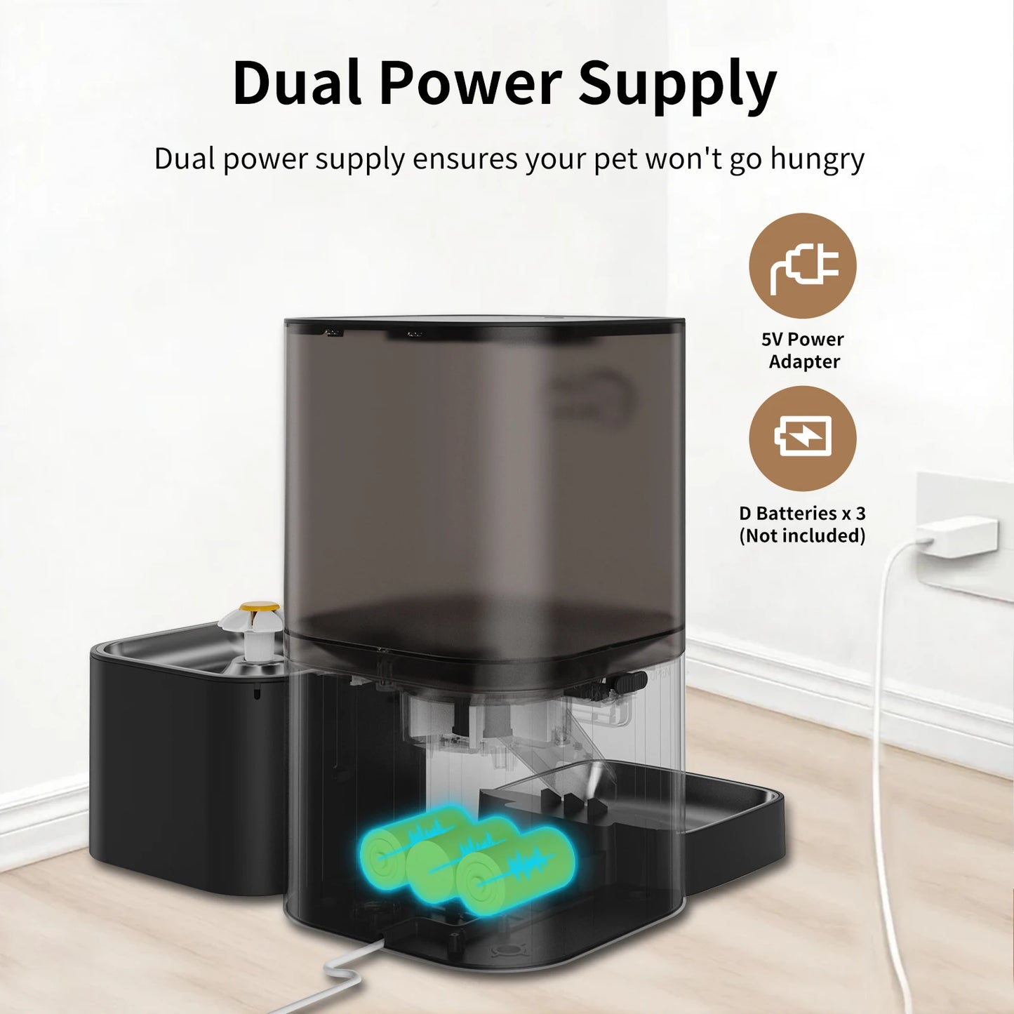 DOEL 2-in-1 smart Cat Feeder – Food & Water, Scheduled & WiFi Controlled