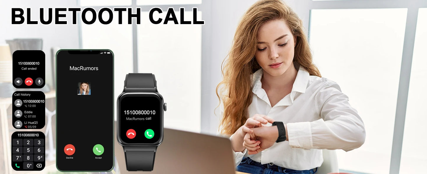 T50 Fitness Tracker Smartwatch | 100+ Sport Modes I Waterproof | 1.85" Ultra Thin + Heart Rate/Sleep Monitor (Answer Call)