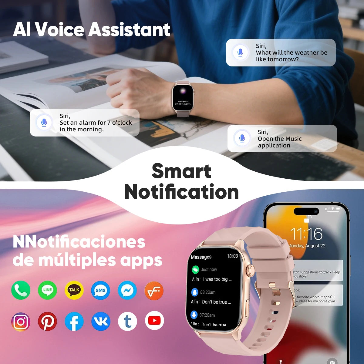 LIGE AMOLED Smart Watch large touch screen 2.01 inch