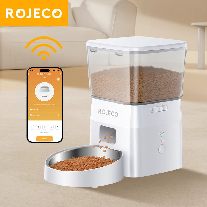 ROJECO smart Dog Feeder – Never Miss a Meal, Control from Anywhere via WiFi