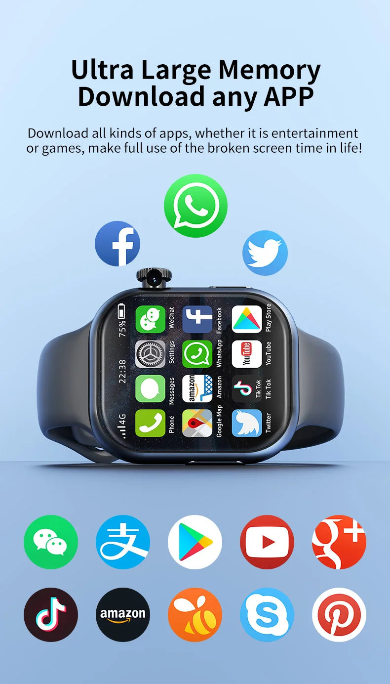 5G Smart Watch S10 Series Android 800W Camera 4G/5G LTE Sim Card GPS WIFI 2.26 inch 490*580 Amoled 128GB Storage Game